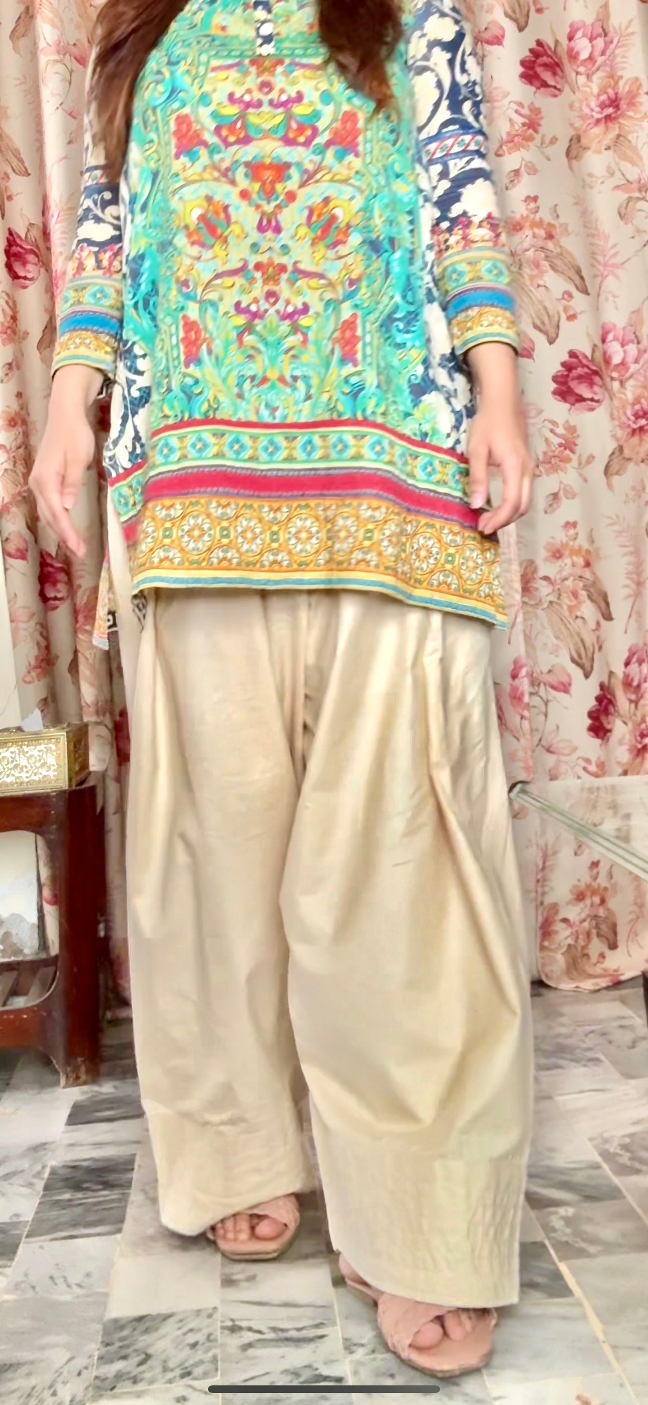 Farshi Shalwar (Skin, Beige)