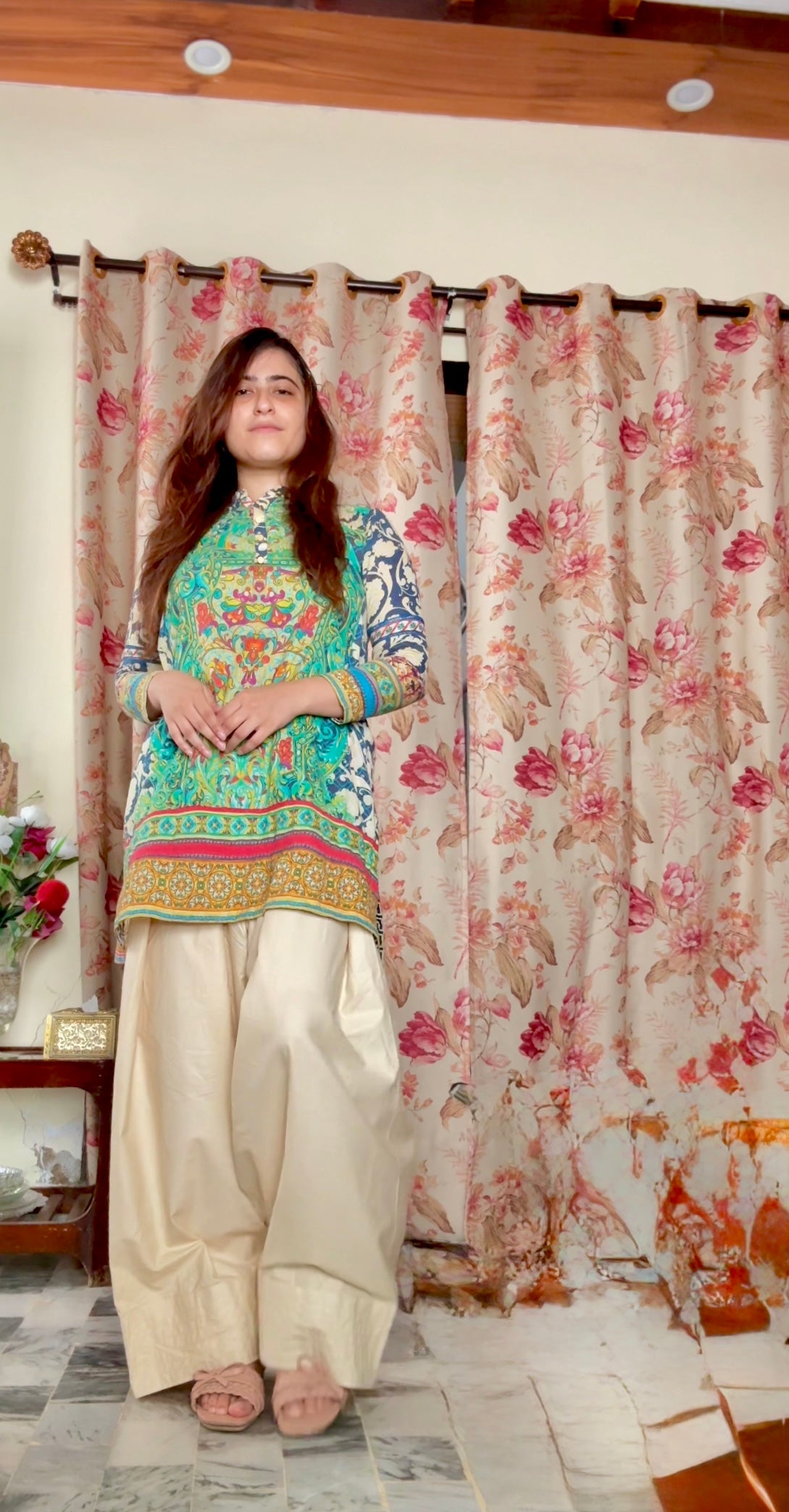 Farshi Shalwar (Skin, Beige)