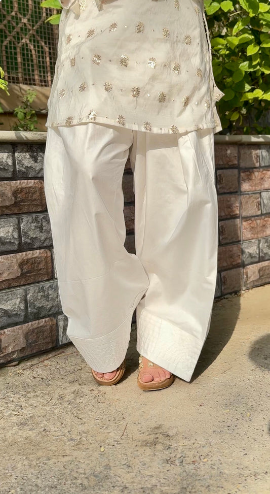 Farshi Shalwar (Off_White + Milky White)